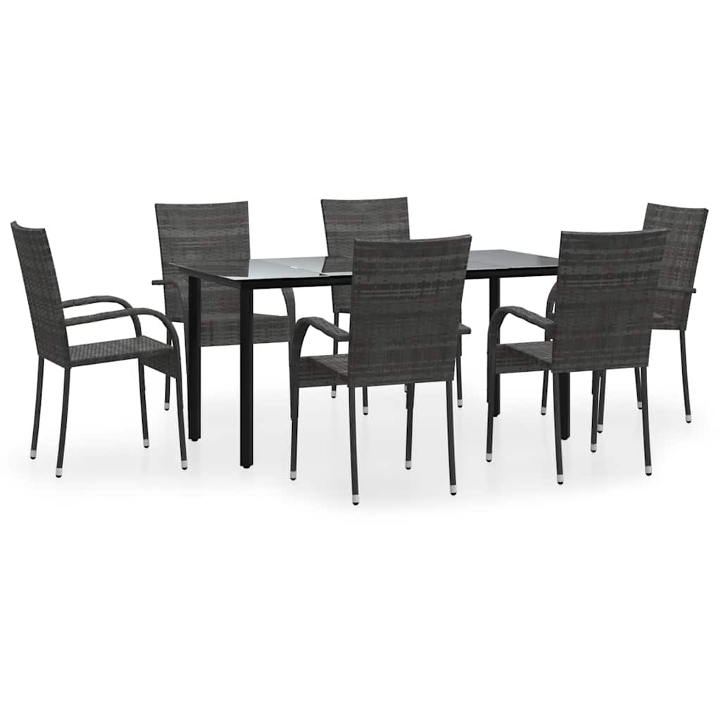 Set da Pranzo da Giardino 7 pz Grigio in Polyrattan | homemem39