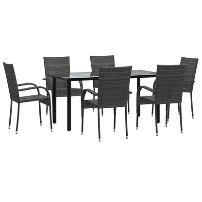 Set da Pranzo da Giardino 7 pz Grigio in Polyrattan | homemem39