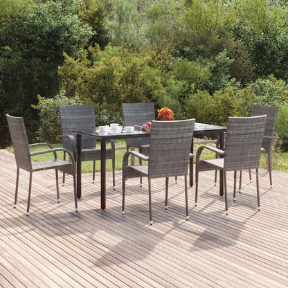 Set da Pranzo da Giardino 7 pz Grigio in Polyrattan | homemem39