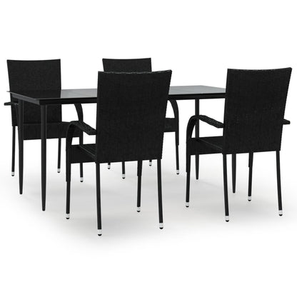 Set da Pranzo da Giardino 5 pz Nero in Polyrattan | homemem39
