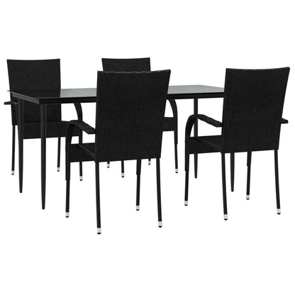 Set da Pranzo da Giardino 5 pz Nero in Polyrattan - homemem39