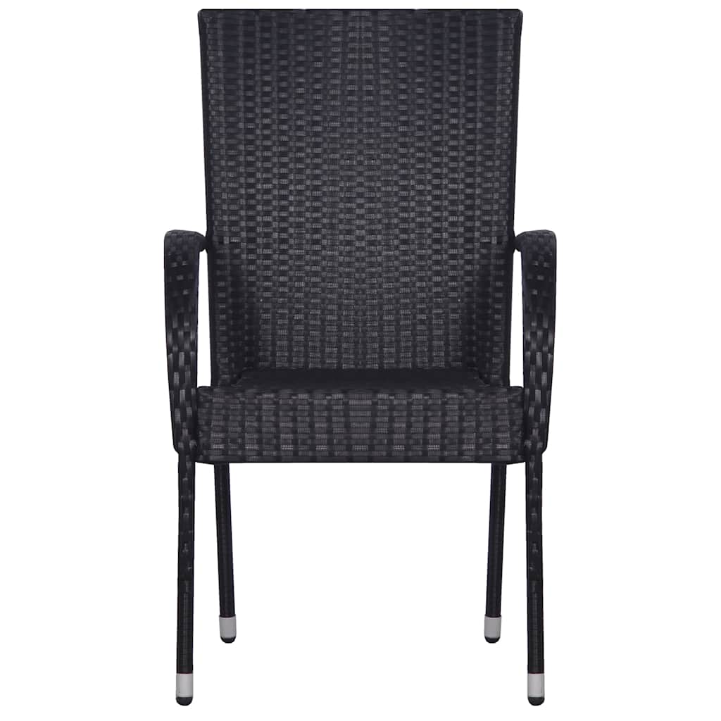 Set da Pranzo da Giardino 7 pz Nero in Polyrattan | homemem39