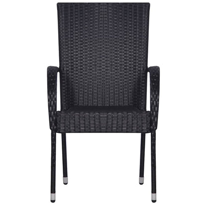 Set da Pranzo da Giardino 7 pz Nero in Polyrattan | homemem39