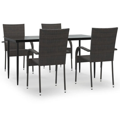 Set da Pranzo da Giardino 5 pz Marrone in Polyrattan - homemem39