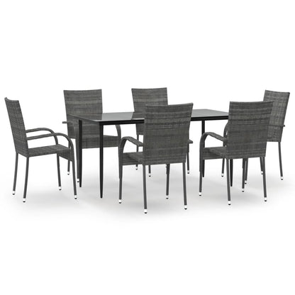 Set da Pranzo da Giardino 7 pz Grigio in Polyrattan - homemem39