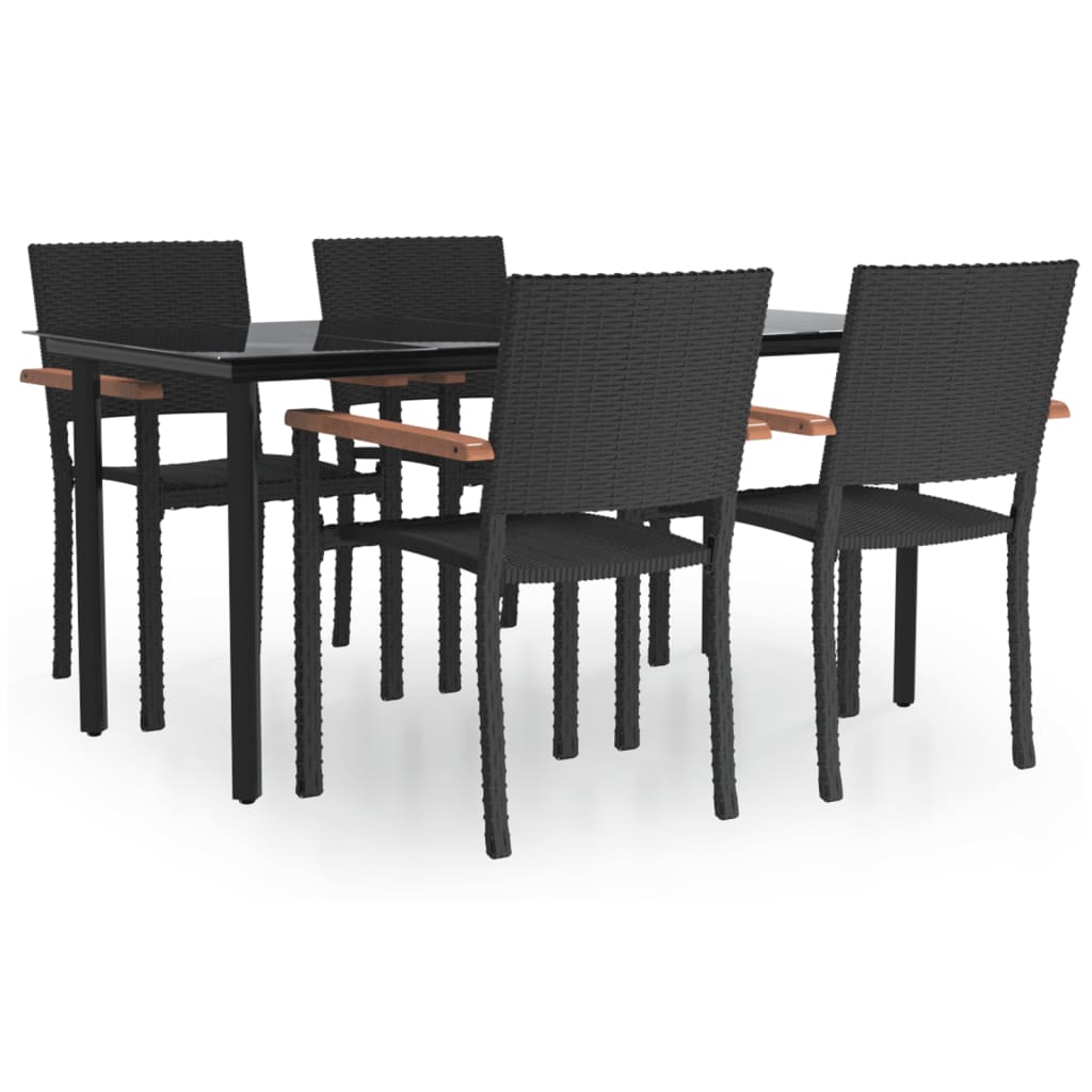 Set da Pranzo da Giardino 5 pz Nero in Polyrattan | homemem39
