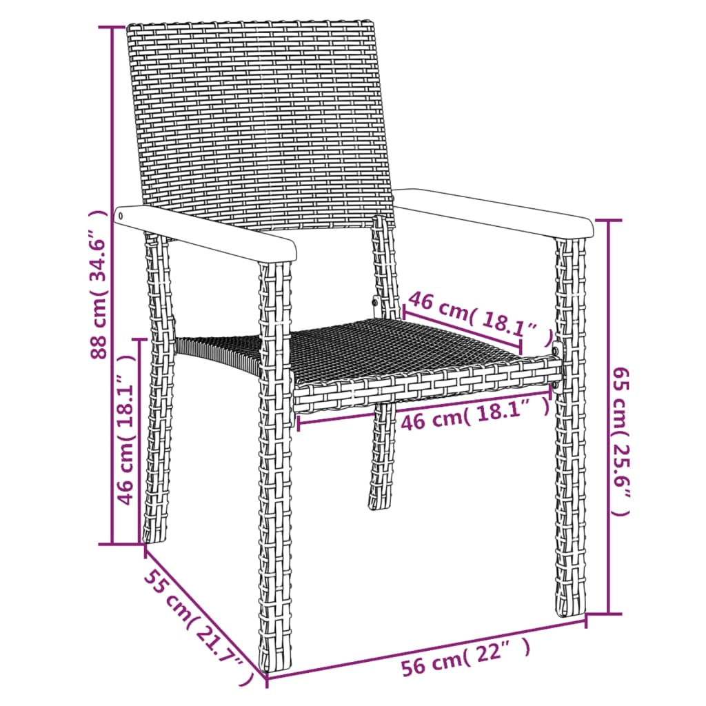 Set da Pranzo da Giardino 5 pz Nero in Polyrattan | homemem39