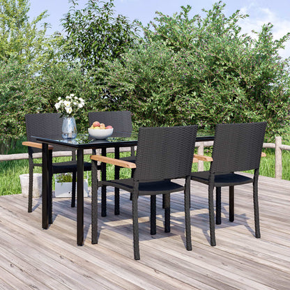 Set da Pranzo da Giardino 5 pz Nero in Polyrattan | homemem39