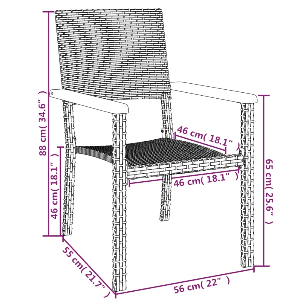 Set da Pranzo da Giardino 7 pz Nero in Polyrattan | homemem39