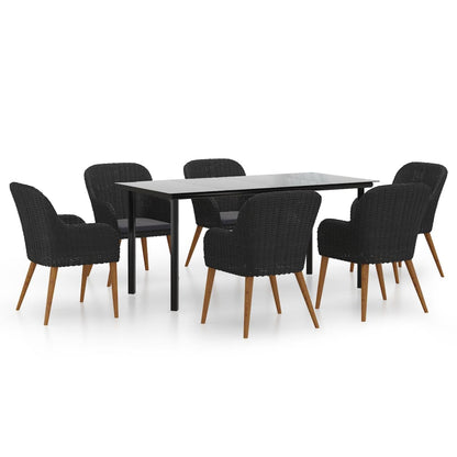 Set da Pranzo da Giardino 7 pz con Cuscini Nero | homemem39