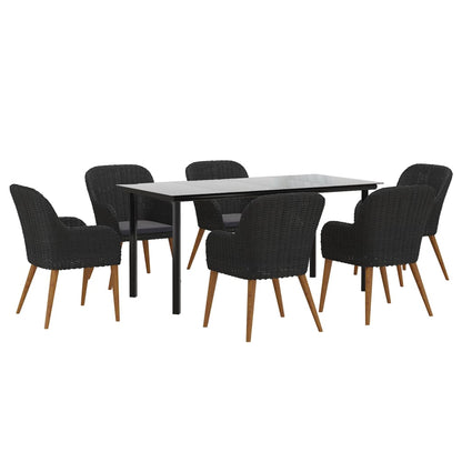 Set da Pranzo da Giardino 7 pz con Cuscini Nero | homemem39