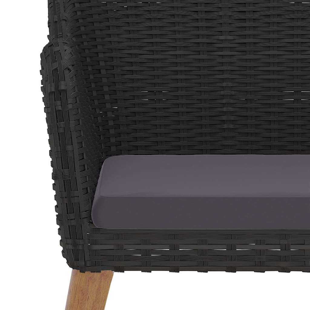 Set da Pranzo da Giardino 7 pz con Cuscini Nero | homemem39