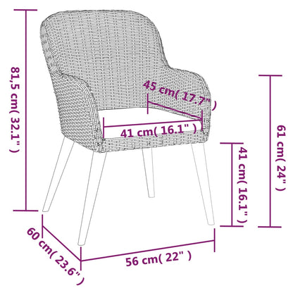 Set da Pranzo da Giardino 7 pz con Cuscini Nero | homemem39