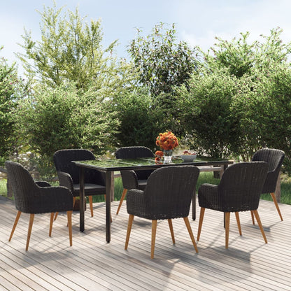 Set da Pranzo da Giardino 7 pz con Cuscini Nero | homemem39