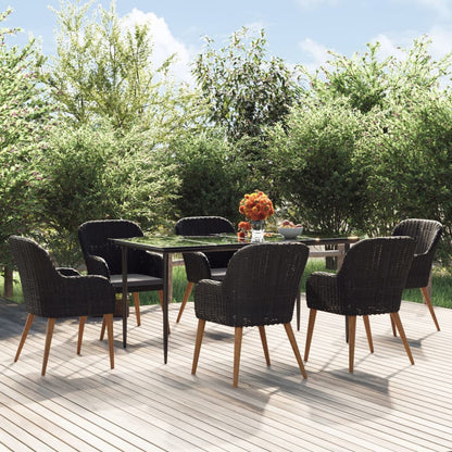 Set da Pranzo da Giardino 7 pz con Cuscini Nero | homemem39