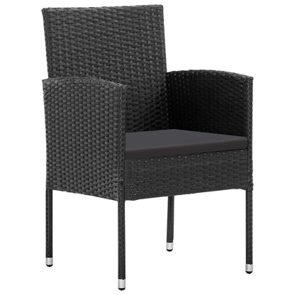 Set da Pranzo da Giardino 5 pz Nero con Cuscini in Polyrattan | homemem39