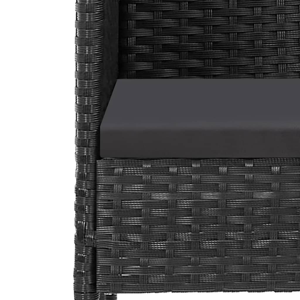 Set da Pranzo da Giardino 5 pz Nero con Cuscini in Polyrattan | homemem39