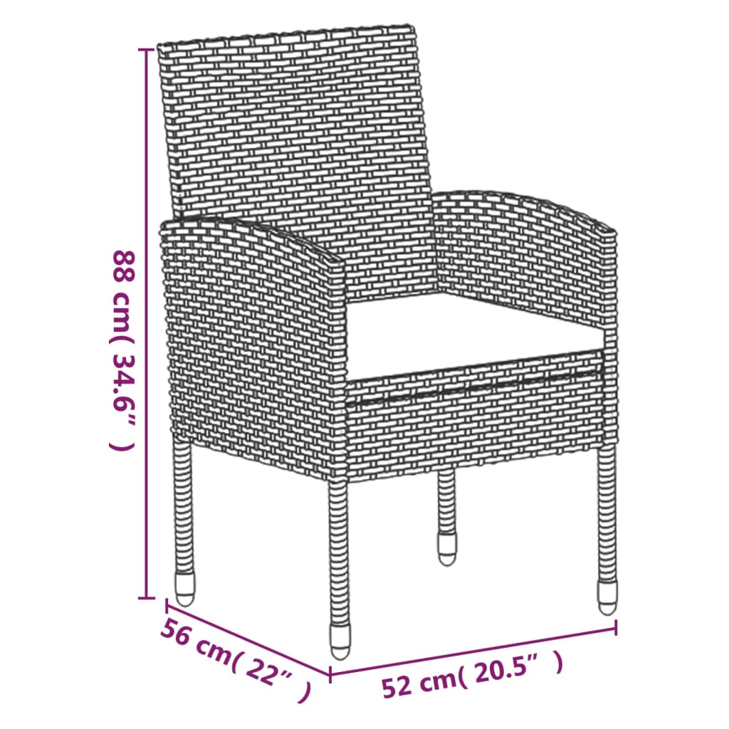 Set da Pranzo da Giardino 5 pz Nero con Cuscini in Polyrattan | homemem39
