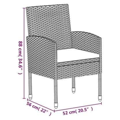 Set da Pranzo da Giardino 5 pz Nero con Cuscini in Polyrattan | homemem39