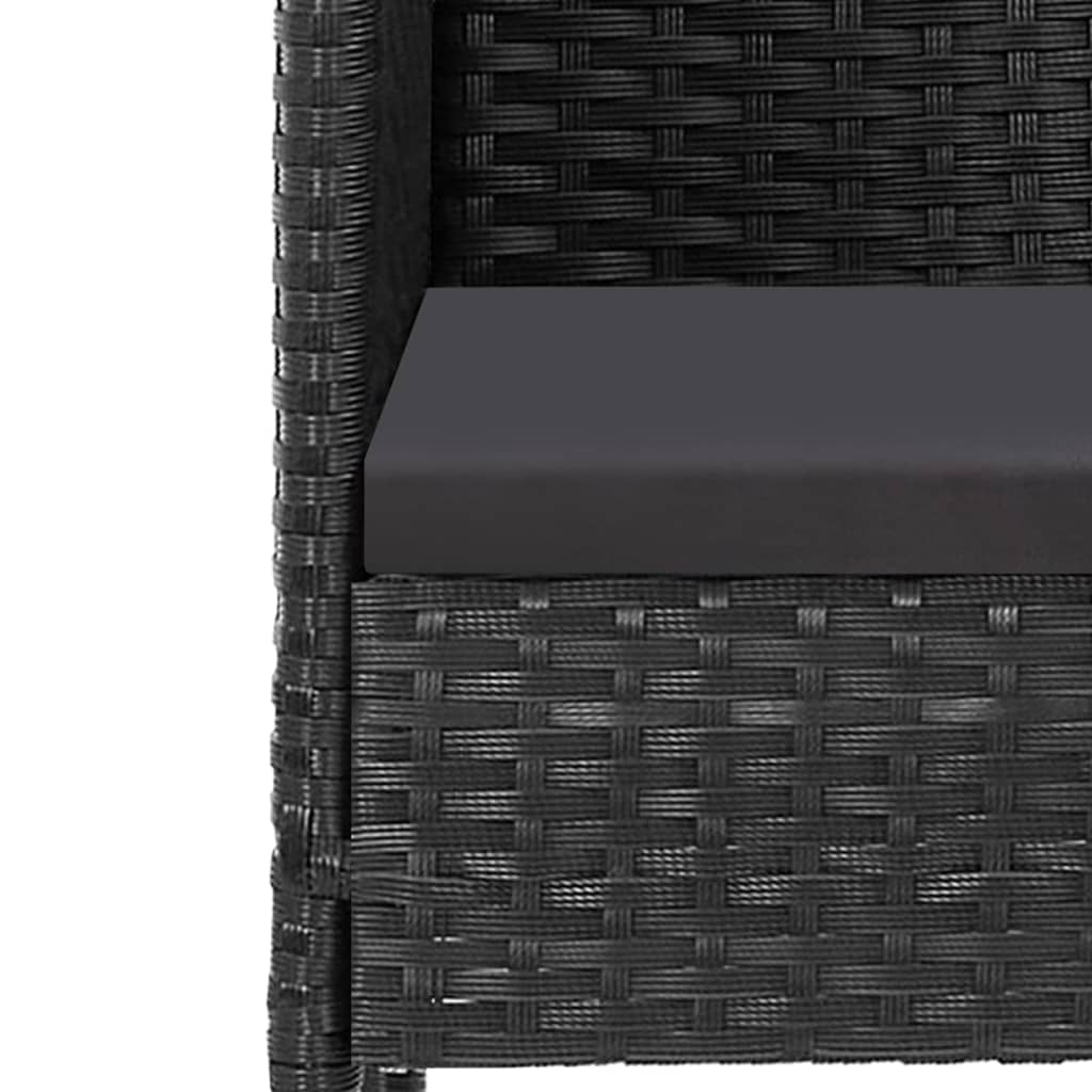 Set da Pranzo da Giardino 5 pz Nero con Cuscini in Polyrattan | homemem39