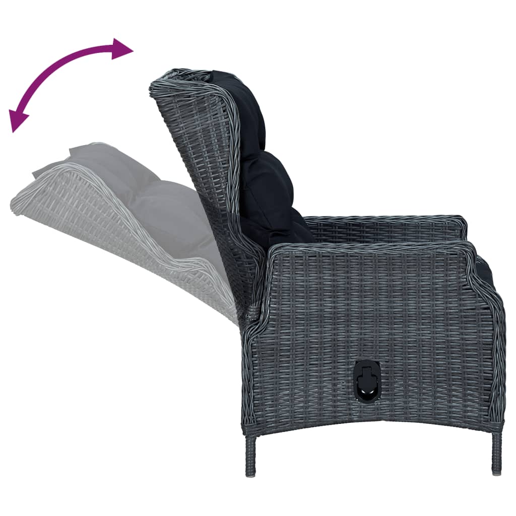 Set da Pranzo da Giardino 7 pz Grigio Scuro in Polyrattan | homemem39