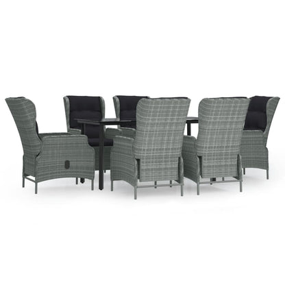 Set da Pranzo da Giardino 7 pz Grigio Chiaro in Polyrattan | homemem39