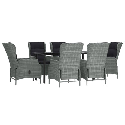 Set da Pranzo da Giardino 7 pz Grigio Chiaro in Polyrattan | homemem39