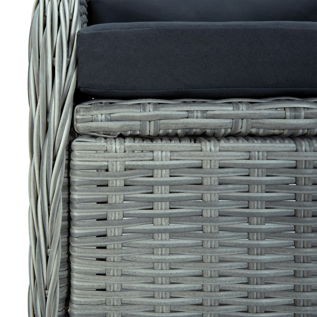 Set da Pranzo da Giardino 7 pz Grigio Chiaro in Polyrattan | homemem39