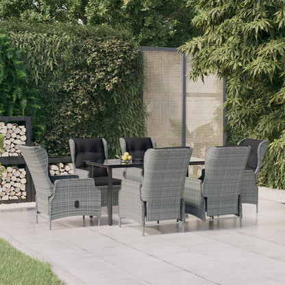 Set da Pranzo da Giardino 7 pz Grigio Chiaro in Polyrattan | homemem39