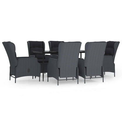 Set da Pranzo da Giardino 7 pz Grigio Scuro in Polyrattan - homemem39