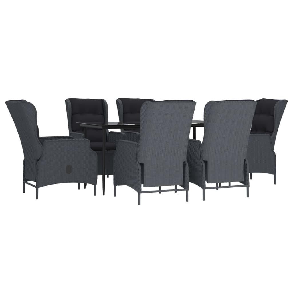 Set da Pranzo da Giardino 7 pz Grigio Scuro in Polyrattan - homemem39