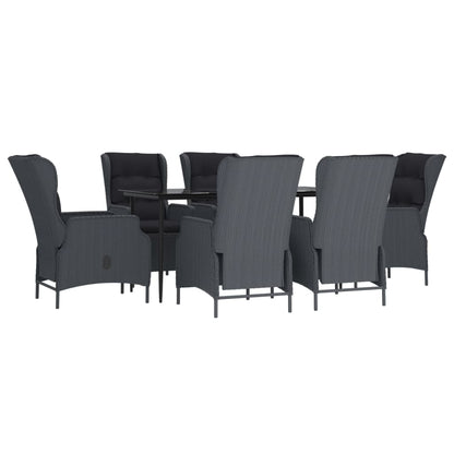 Set da Pranzo da Giardino 7 pz Grigio Scuro in Polyrattan - homemem39