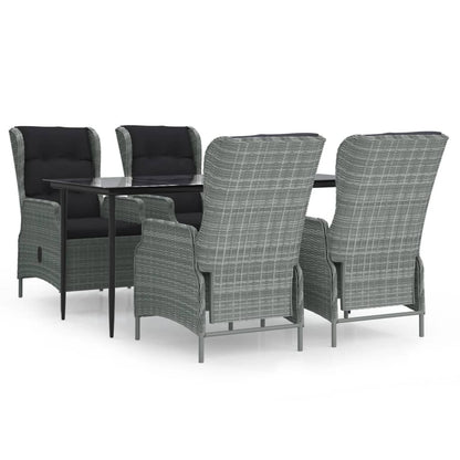 Set da Pranzo da Giardino 5 pz Grigio Chiaro in Polyrattan | homemem39