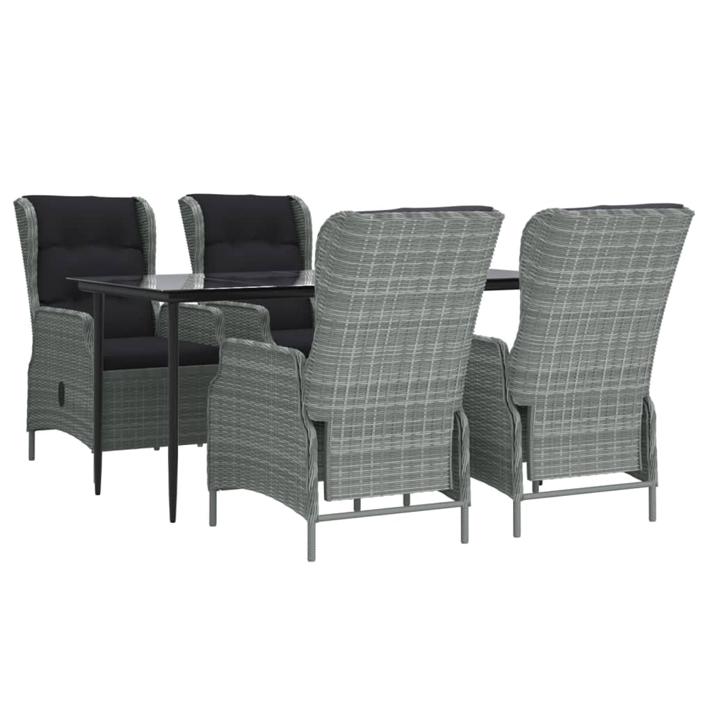 Set da Pranzo da Giardino 5 pz Grigio Chiaro in Polyrattan | homemem39
