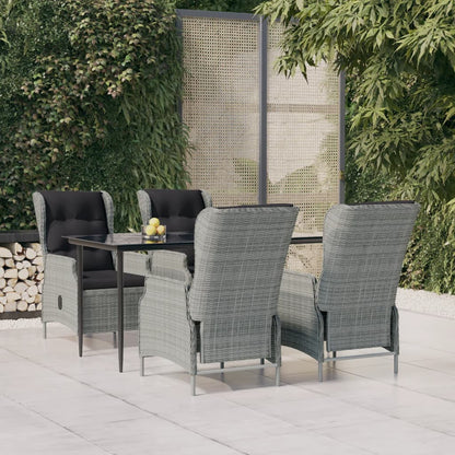 Set da Pranzo da Giardino 5 pz Grigio Chiaro in Polyrattan | homemem39