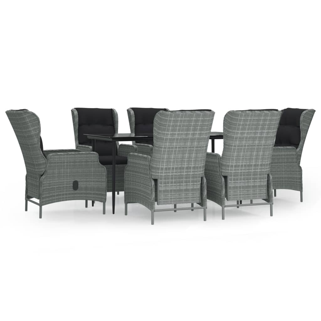 Set da Pranzo da Giardino 7 pz Grigio Chiaro in Polyrattan | homemem39