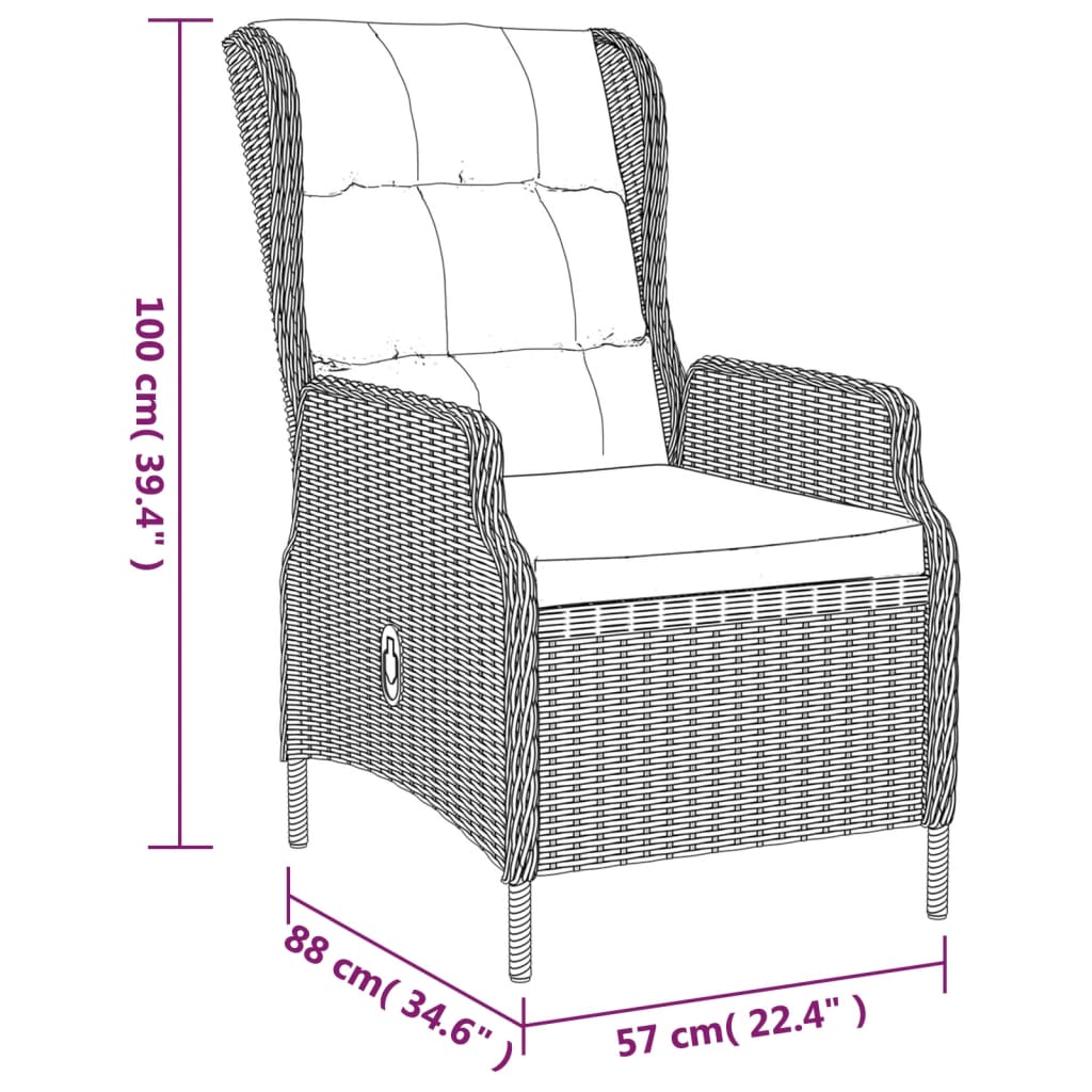 Set da Pranzo da Giardino 7 pz Marrone in Polyrattan | homemem39