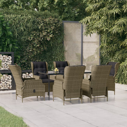 Set da Pranzo da Giardino 7 pz Marrone in Polyrattan | homemem39