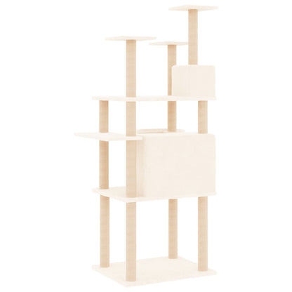 Albero per Gatti con Tiragraffi in Sisal Crema 166 cm - homemem39