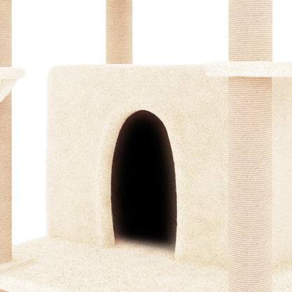 Albero per Gatti con Tiragraffi in Sisal Crema 166 cm - homemem39
