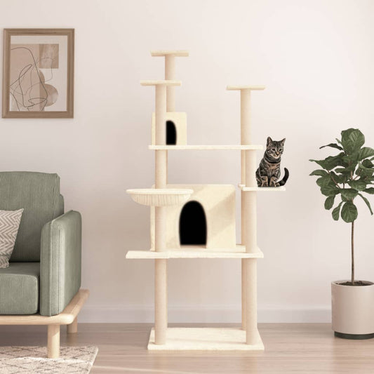 Albero per Gatti con Tiragraffi in Sisal Crema 166 cm - homemem39