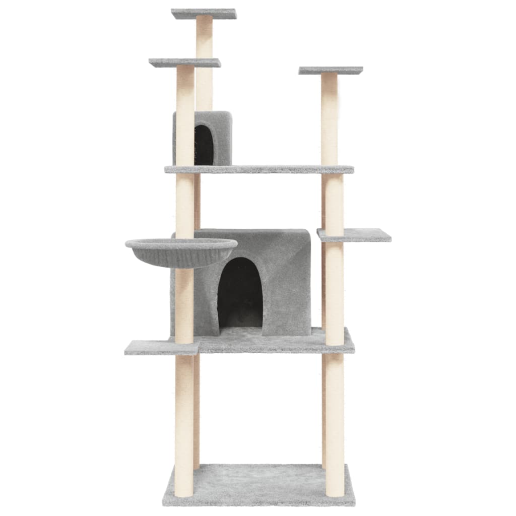 Albero per Gatti con Tiragraffi in Sisal Grigio Chiaro 166 cm - homemem39