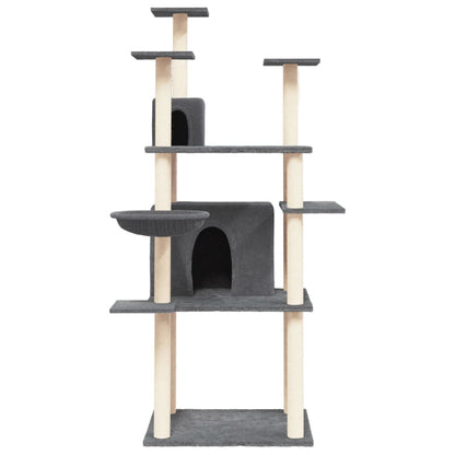Albero per Gatti con Tiragraffi in Sisal Grigio Scuro 166 cm - homemem39