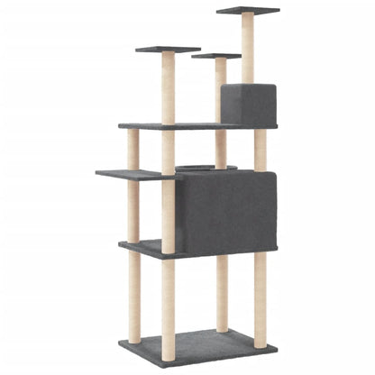 Albero per Gatti con Tiragraffi in Sisal Grigio Scuro 166 cm - homemem39
