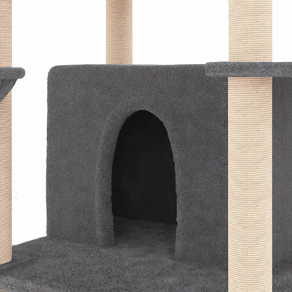 Albero per Gatti con Tiragraffi in Sisal Grigio Scuro 166 cm - homemem39