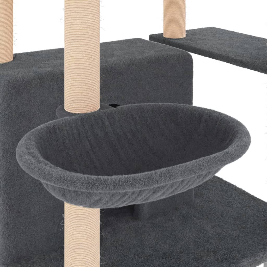 Albero per Gatti con Tiragraffi in Sisal Grigio Scuro 166 cm - homemem39