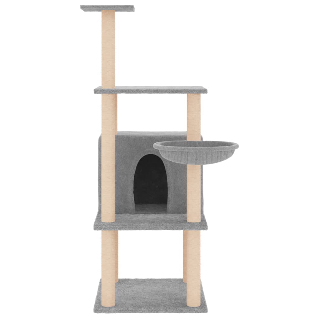 Albero per Gatti con Tiragraffi in Sisal Grigio Chiaro 132 cm - homemem39