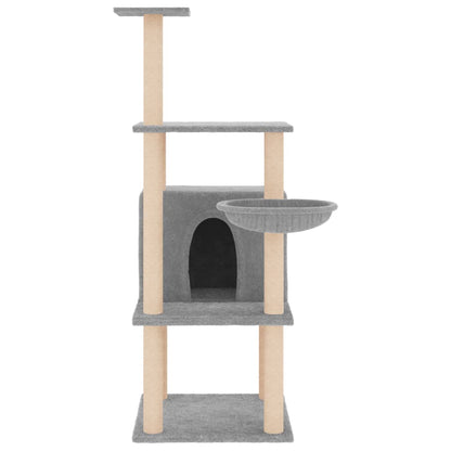 Albero per Gatti con Tiragraffi in Sisal Grigio Chiaro 132 cm - homemem39