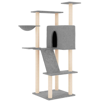 Albero per Gatti con Tiragraffi in Sisal Grigio Chiaro 143 cm - homemem39