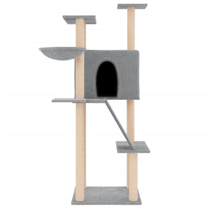 Albero per Gatti con Tiragraffi in Sisal Grigio Chiaro 143 cm - homemem39